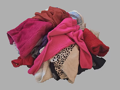 Pile Of Various Colored Clothes And Textiles 3d model