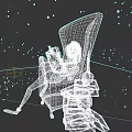 Game Film Character Sitting On Skeleton Chair Reading Book With Lit Candle Skull Starry Background