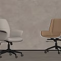Minimalist Modern Office Chairs White And Tan Upholstered With Black Wheels Stable Base