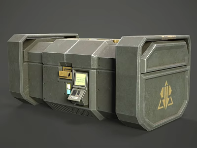 Industrial Metal Cargo Container With Control Panel And Brand Logo Design 3d model