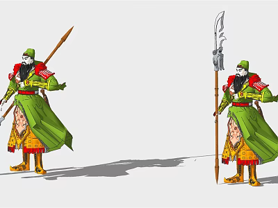 Modern game character Guan Yu 3d model