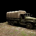 Military Green Utility Truck Featuring Canvas Cover And Cargo Bed