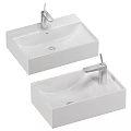Modern White Ceramic Washbasin With Sleek Design Various Sizes And Faucet