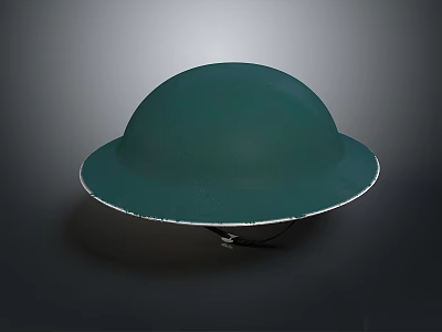 Green Dome Shaped Vintage Object With White Rim And Smooth Surface Details 3d model