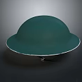 Green Dome Shaped Vintage Object With White Rim And Smooth Surface Details