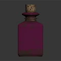 Purple Red Square Medical Device Bottle With Wooden Cork Metal Ring And Smooth Surface Reflection