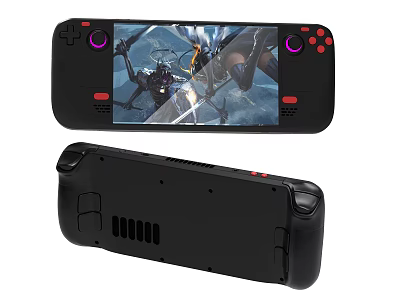 Handheld Game Console Entertainment Device With Game Screen Buttons Heat Vents And Ergonomic Back Grips 3d model