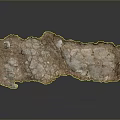 Natural Elongated Brownish Decorative Stone Featuring White Textured Crystalline Surface on Dark Background