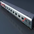 Silver Metallic Train Carriage with Red Stripe Multiple Windows and Modern Design 3d model