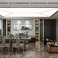 Modern Office Interior Design With Desk Chairs Bookshelves Sofa Lighting And Wooden Flooring