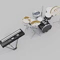 Premium Musical Instruments and Art Supplies with Complete Drum Set and Electronic Keyboard Setup 3d model