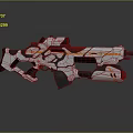 Modern Futuristic Gun With White Black Camouflage And Orange Accents