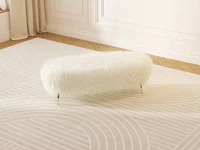 Fluffy White Single Sofa In Modern Living Room With Soft Rug And Wooden Floor 3d model