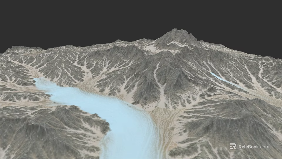 Micro Terrain 3D Rendering With Realistic Mountain And River Details 3d model 