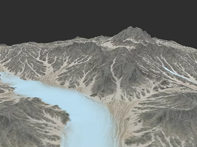Micro Terrain 3D Rendering With Realistic Mountain And River Details 3d model
