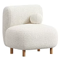 Modern Beige Upholstered Accent Chair With Spherical Pillow And Wooden Legs