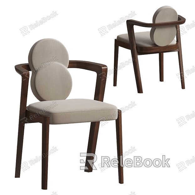 Quiet Ancient Style Fabric Solid Wood Single Chair Dining Chair model