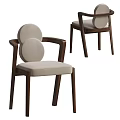 Modern Dining Chairs With Circular Upholstered Backrest Light Beige Seat And Dark Wooden Frame