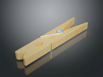 Practical Wooden Clothespin With Metal Spring For Household Drying Needs 3d model
