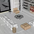 Modern sofa coffee table combination 3d model