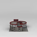 Storage Locker Facility In Irregular Shape With Red Roof White Gray Walls And Multiple Compartments