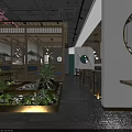 Traditional Chinese Restaurant Interior With Mahogany Dining Tables Chinese Screens Pendant Lights and Green Plants