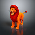 Colorful Reptile Figurine With Red Mane Standing On Gray Reflective Surface