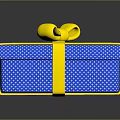 Decorative Blue White Polka Dot Gift Box With Yellow Ribbon And Bow For Gifting
