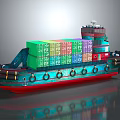 3D Rendered Cargo Ship With Colorful Containers And Unique Design