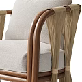 Modern Leisure Chair With Wooden Frame Woven Details And White Cushion