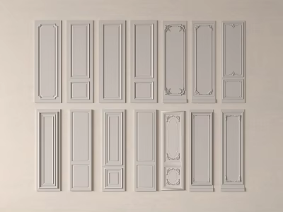 Light Gray Wall Paneling With Various Styles Displayed On Beige Background 3d model