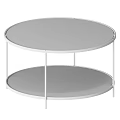 Elegant Round Two Tiered Coffee Table With Glass Top And Gold Metal Frame