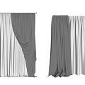 Grey And White Curtains Design With Different Drapery Styles For Window Decor 3d model