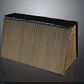 Wooden Rectangular Storage Equipment With Sloped Black Roof And Side Wooden Door