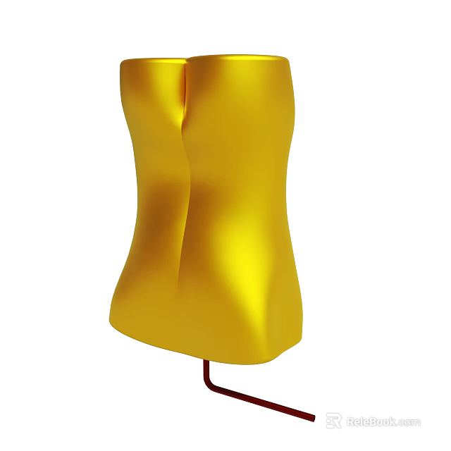 Golden Sculptural Decorative Object With Smooth Curved Surface And Modern Artistic Design 3d model 