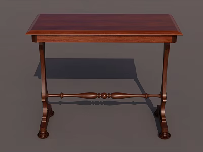 Wooden Side Table With Dark Brown Rectangular Top And Carved Legs 3d model