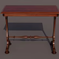 Wooden Side Table With Dark Brown Rectangular Top And Carved Legs 3d model