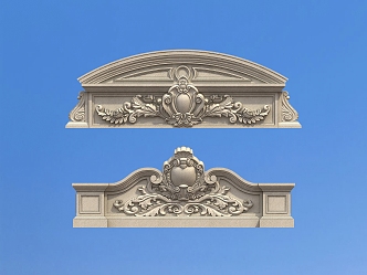 Villa Door Head Facade European Style Villa Door Head Railing 3d model