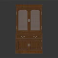 Classic Wooden Wardrobe with Glass Doors Drawer and Lower Cabinet Storage Design