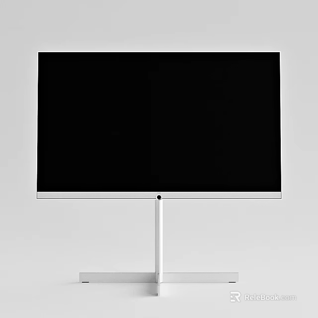 Sleek Modern TV Design With White Frame Black Screen On Stand For Home 3d model 