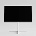 Sleek Modern TV Design With White Frame Black Screen On Stand For Home