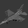 Gray Military Fighter Jet With Weapons And Tail Number 84 VA Side View