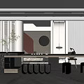 Modern Tea Room Interior Design With Circular Decor Counter Stools And Pendant Lighting