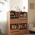 Wooden TV Cabinet With Drawers Compartments And Decorative Items Like Photo Frames Books
