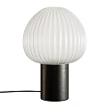 Stylish Modern Table Lamp With White Ribbed Shade And Black Cylindrical Base 3d model