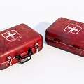 Red Medical First Aid Kits With White Cross Symbols And Carry Handles
