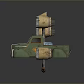 Vintage Styled Green Vehicle Model With Circular Turbine Engines And Front Grille Headlights