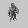 Muscular Shirtless Tattooed Man In Plaid Pants Holding Axes Standing In Neutral Background