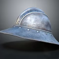 Medieval Metal Helmet With Broad Brim And Riveted Vintage Armor Design