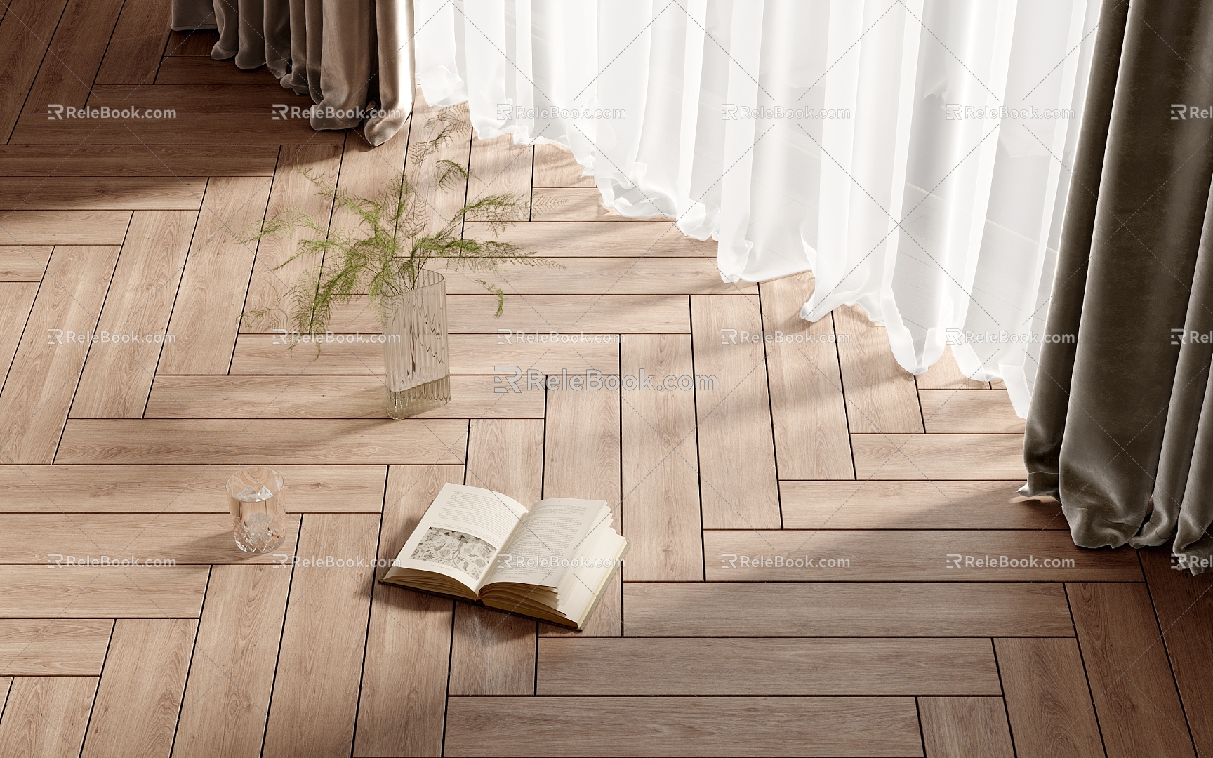 Modern Flooring Book Vase Wood Flooring 3d model